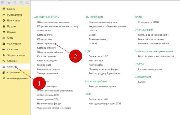 Исследование подкатегорий в программе 1С 8.3