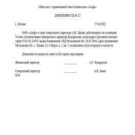 Документ, дающий полномочия на осуществление подписи бухгалтерских отчетов
