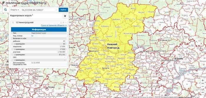 Публичное кадастровое отображение Нижегородской области